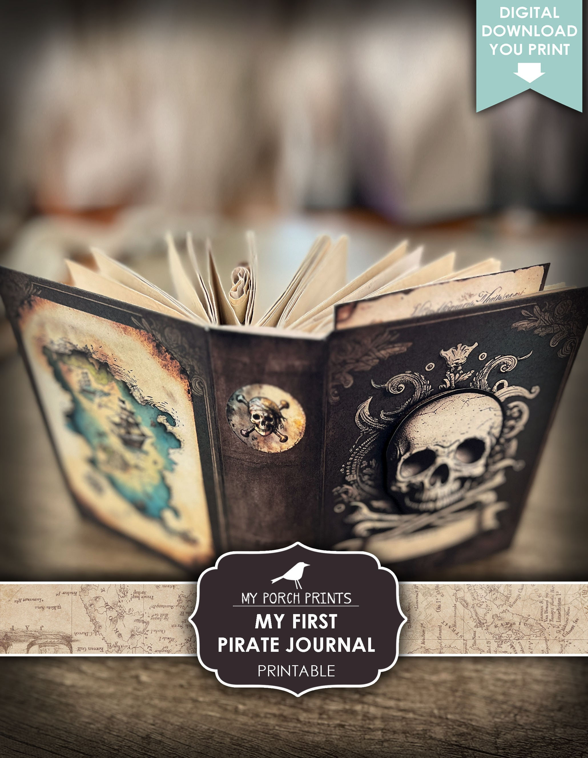 Junk Journal, My First, Pirate, Beginner's, Kit, Kids, Boys, Children, men, Book, Boy, Printable, My Porch Prints, Digital Download