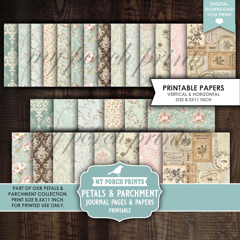 Petals and Parchment Junk Journal PAGES & PAPERS, Vintage, Spring ...