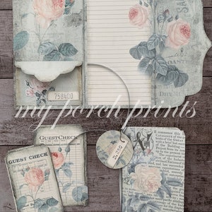 Junk Journal, Kit, Rose, Tri-Fold, Journal Insert, Ephemera, Handmade, Printable, Embellishment, Vintage, Digital, Download, My Porch Prints image 6