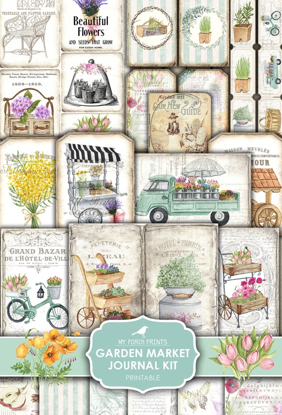 Lazy Daisy, Junk Journal Kit, Flower, Daisies, Vintage, My Porch Prints,  Junk Journal, Printable, Paper, Pages, Ephemera, Digital, Download 