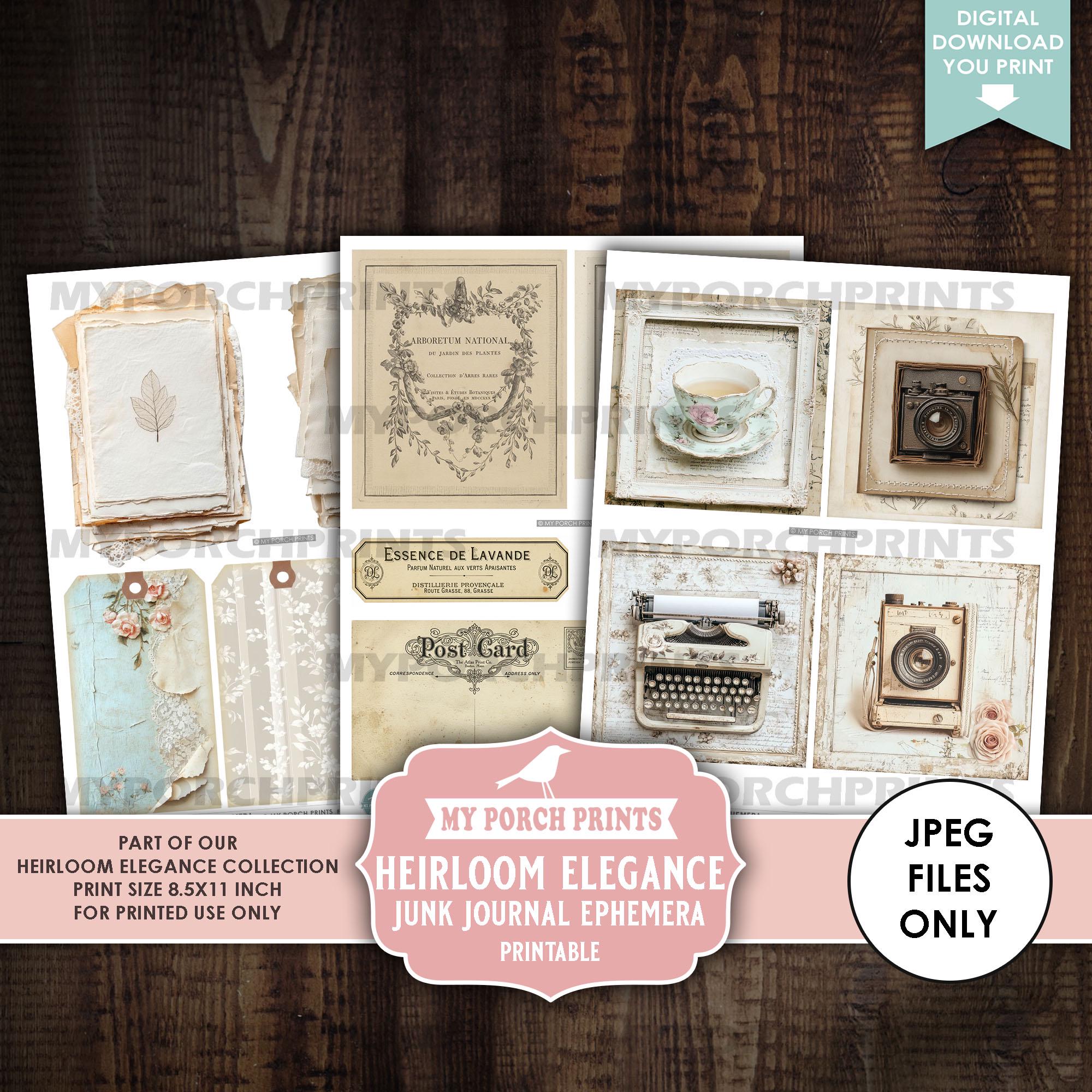 Heirloom Elegance Junk Journal EPHEMERA Kit, Vintage, Spring, Neutral ...
