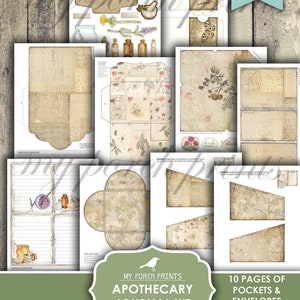Junk Journal Kit, Apotekare, Natur, Örter, Läkning, Cottagecore, Vetenskap, Steampunk, Shabby, Min veranda-tryck, Digital nedladdning, Utskrivbar bild 5