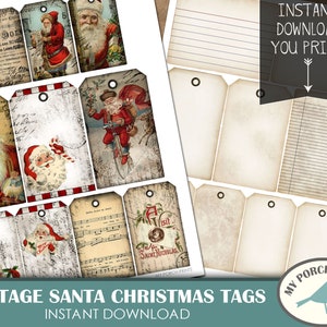 Vintage Santa, Christmas Tags, gift tag, Scrapbook, junk journal, December daily, printable, Night Before Christmas, embellishment, ornament image 3