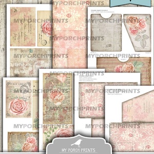 Junk Journal, Shabby, Rose, Pocket Folder, Pink, Floral, Craft Kit ...