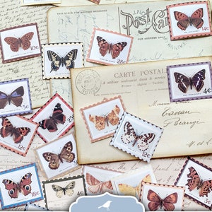Schmetterling Stempel, Faux, bunt, Junk Journal, Ephemera, druckbare, meine Veranda Drucke, Aufkleber, Scrapbook, Verschönerung, digital, Download