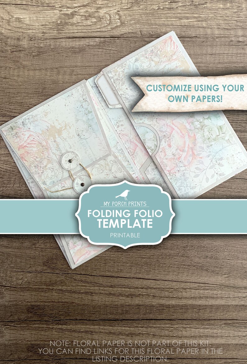 Folding Folio Template Junk Journal Vintage Pocket Folder Etsy