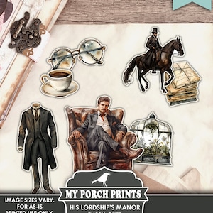 His Lordship's Manor Fussy Cuts, Junk Journal, Vintage, Cricut, Victorian, Men, BuJo, Stickers, Printable, My Porch Prints, Digital Download image 8