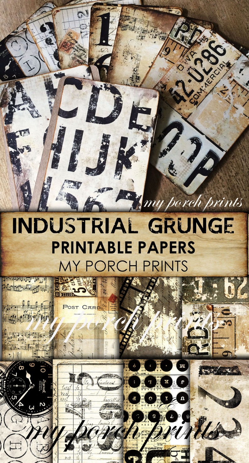 Industrieel, grunge, afdrukbare papieren, junk journal, getallen, steampunk, man, mannelijk, vintage, afdrukbaar, collageblad, digitale download afbeelding 6