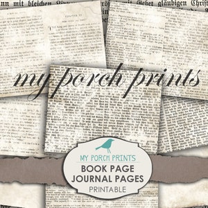 Junk Journal, Pagine di libri, Pagine di diario, Stampabile, Carta, Macchiato di caffè, Kit digitale, Effimere, Parole, Neutro, Album di ritagli, Vintage, Scarica