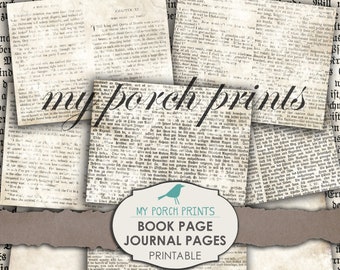Junk Journal, Buchseiten, Journal Seiten, bedruckbar, Papier, Kaffee gebeizt, Digi Kit, Ephemera, Wörter, Neutral, Scrapbook, Vintage, Herunterladen
