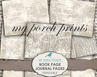 Junk Journal, Book Pages, Journal Pages, Printable, Paper, Coffee Stained, Digi Kit, Ephemera, Words, Neutral, Scrapbook, Vintage, Download