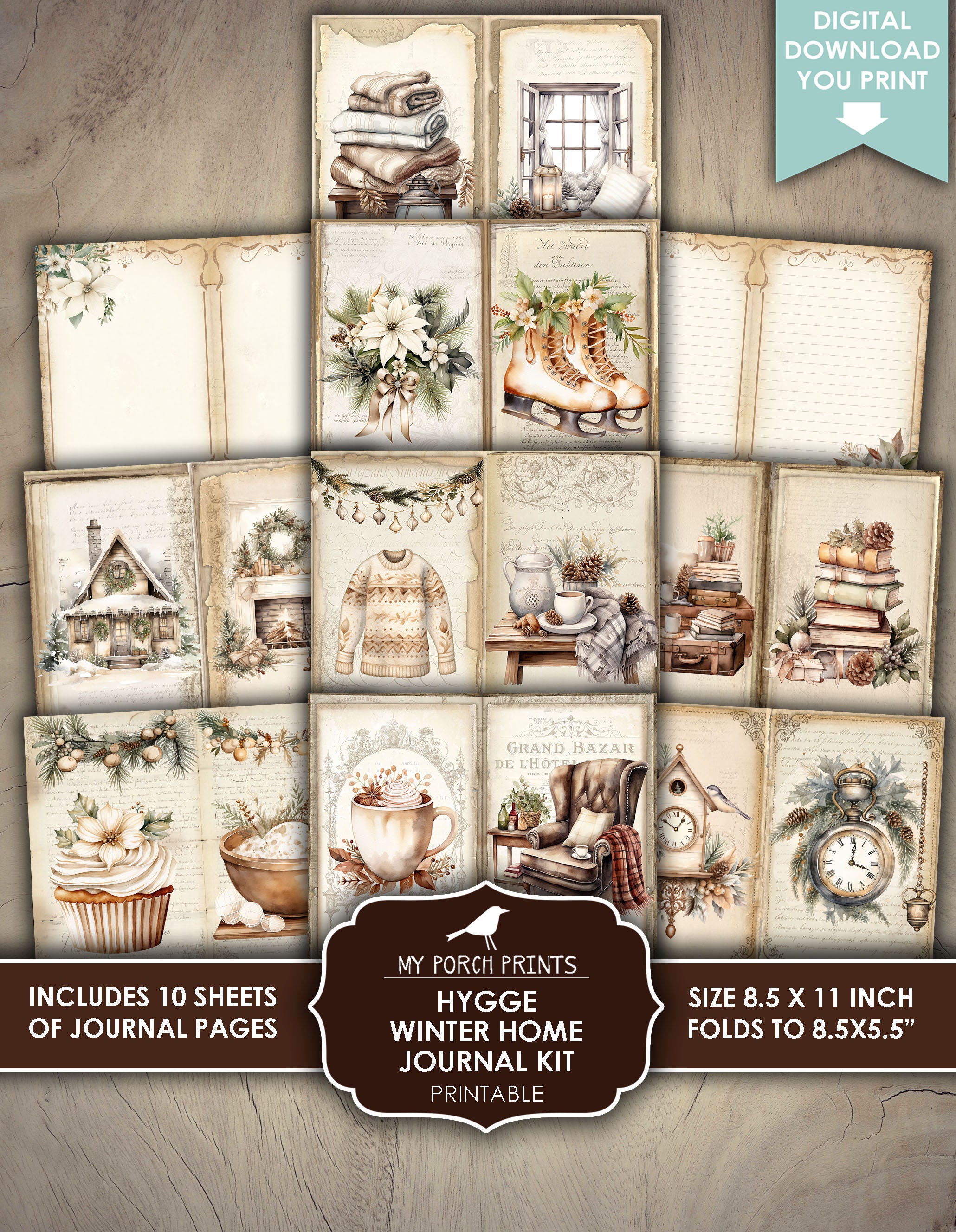 Hygge Winter Home Junk Journal Kit, December, Daily, Neutral, Holiday ...