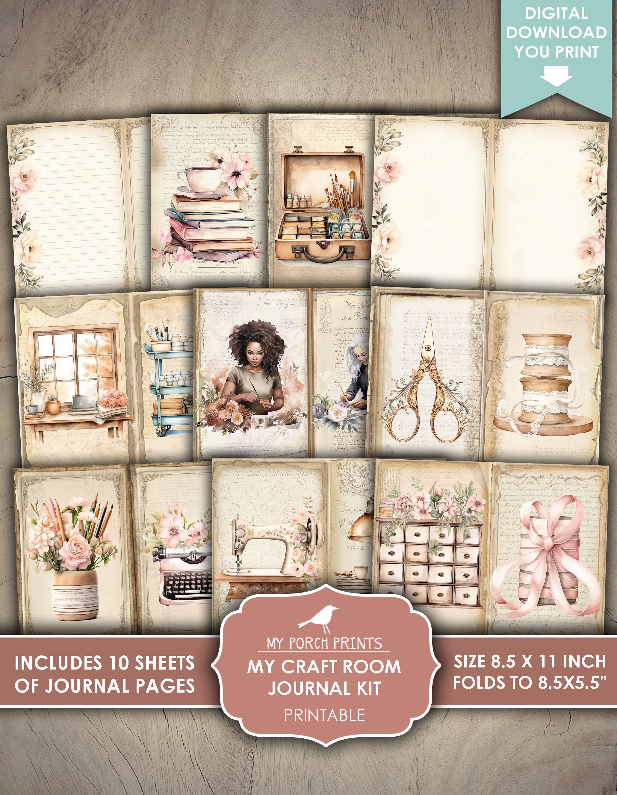 My Craft Room Junk Journal Kit, Home Office, Supplies, Art, Sewing ...