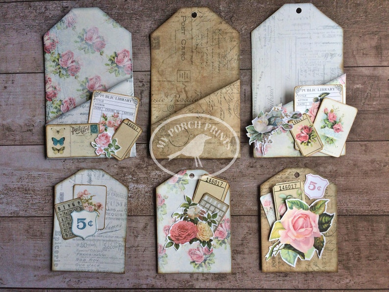 pocket tags loaded envelope junk journal kit printable etsy