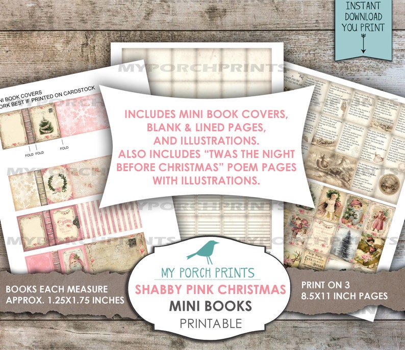 christmas-mini-book-shabby-pink-twas-the-night-before-etsy