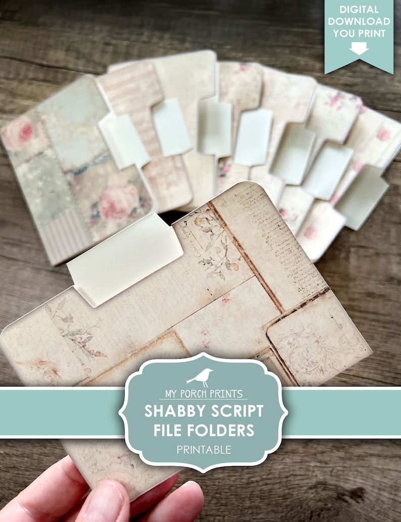 Junk Journal, File, Folders, Shabby, Script, Ephemera, Kit, Vintage ...