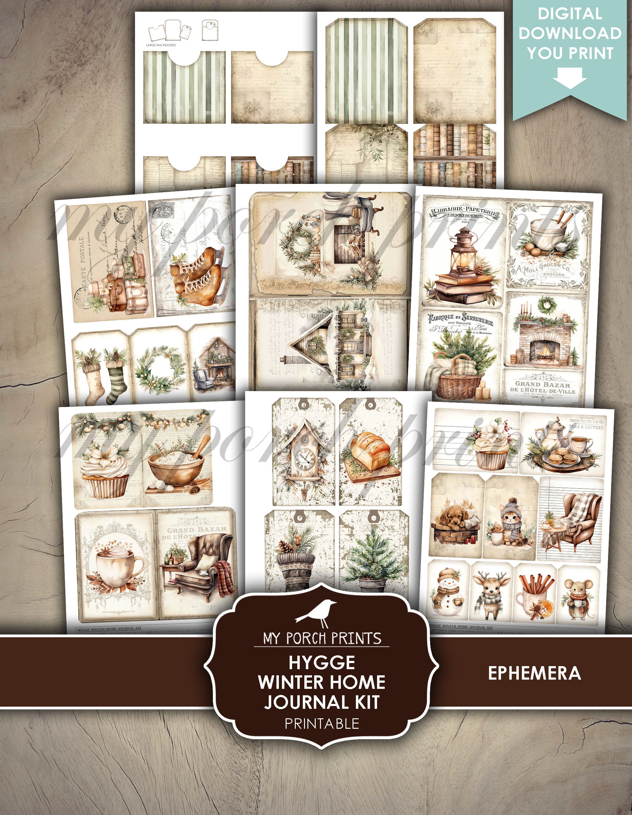 Hygge Winter Home Junk Journal Kit, December, Daily, Neutral, Holiday ...