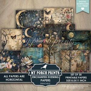 Enchanted Evening PAPERS, Junk Journal, Magic, Fairy Tale, Forest, Moon ...