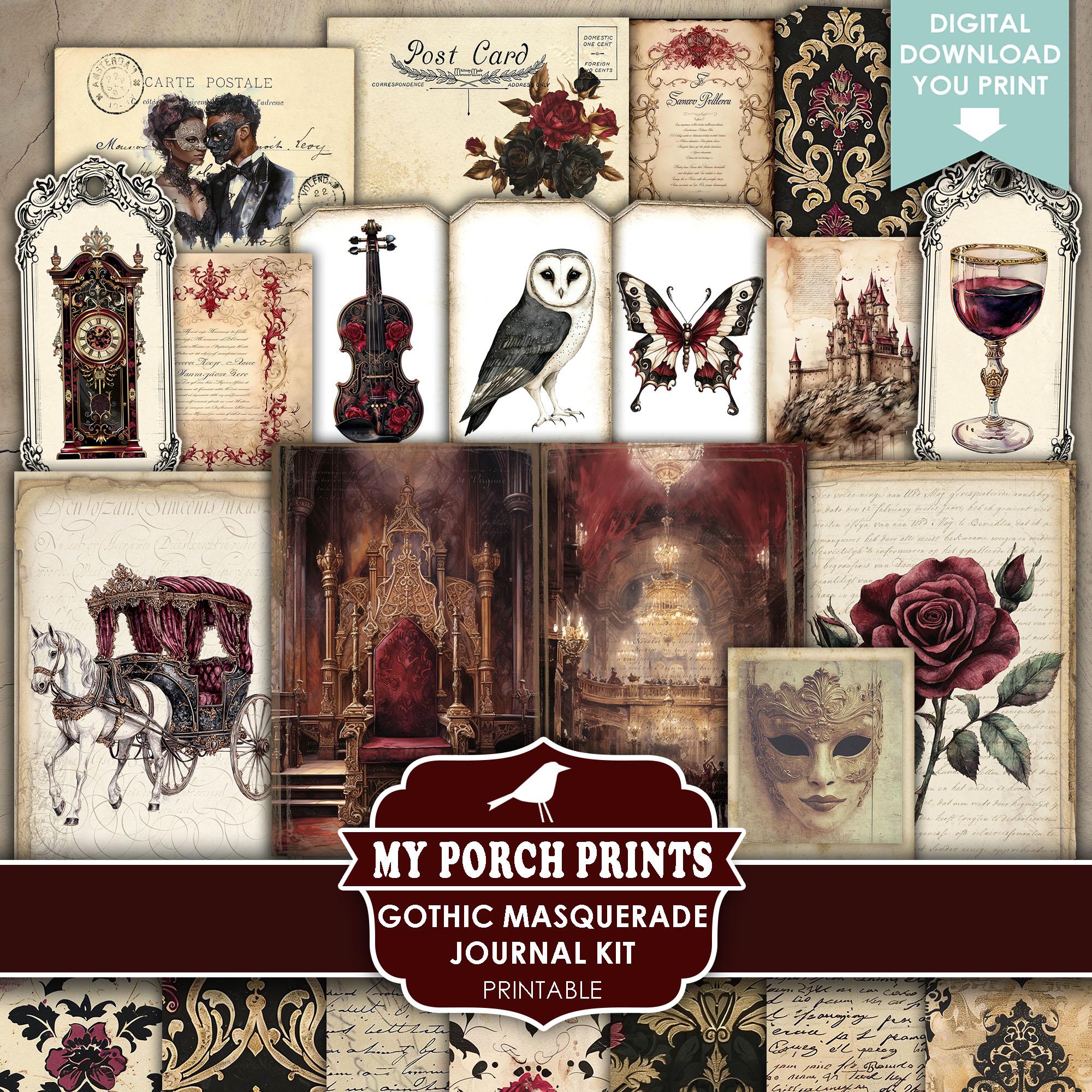 Gothic Masquerade Junk Journal Kit, Victorian, Halloween, Mask, Ball ...