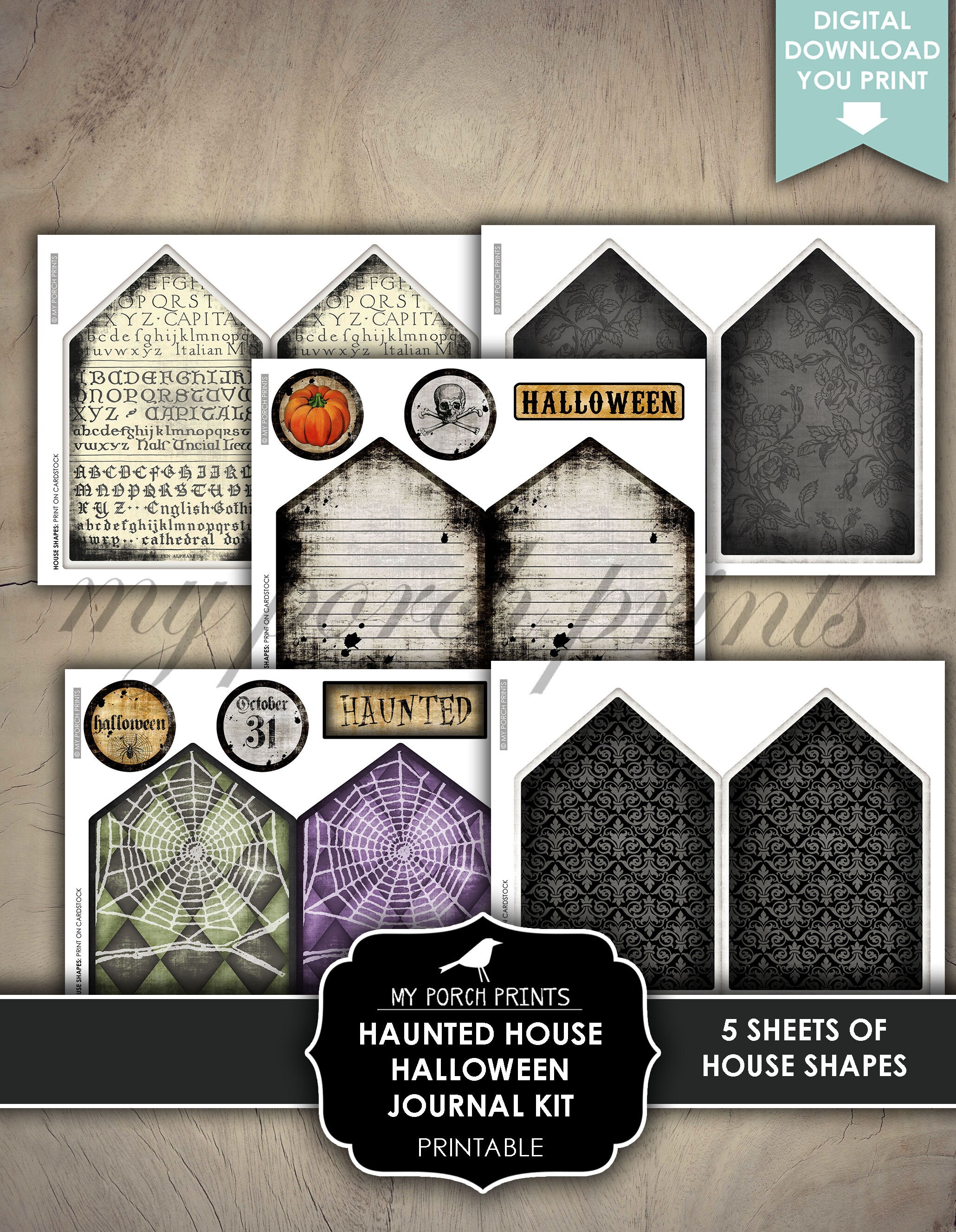 Haunted House, Halloween, Junk Journal Kit, Craft, for Kids, Printable,  Potions Book, Digital Download, My Porch Prints, Download, Printable 