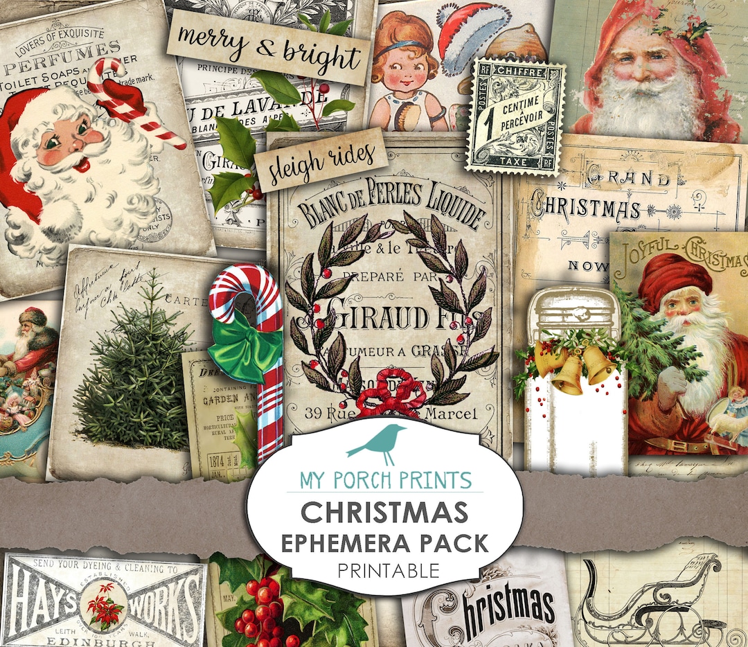 Christmas Junk Journal Digital, Christmas Junk Journal Kit, Ephemera ...