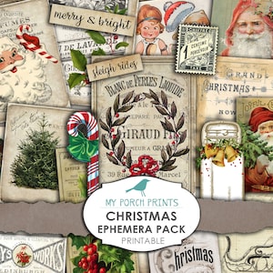 Christmas Junk Journal, Weihnachten Junk Journal Kit, Ephemera Pack, Junk Journal, Meine Veranda Drucke, Karte, Santa, Digital Kit, Download