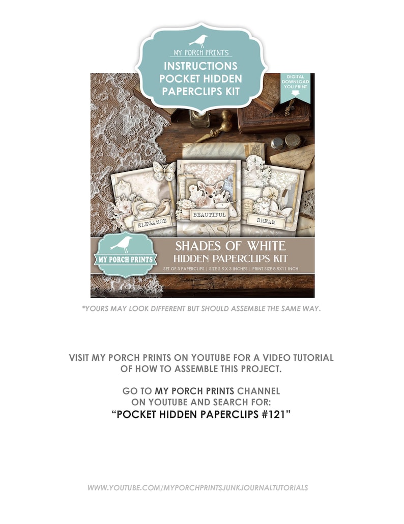 Shades of White Hidden Paperclips Kit, 3, Junk Journal, Paper Clip ...