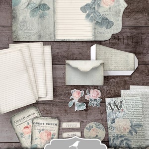 Junk Journal, Kit, Rose, Tri-Fold, Journal Insert, Ephemera, Handmade, Printable, Embellishment, Vintage, Digital, Download, My Porch Prints image 4