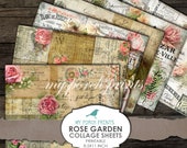 Rose Garden, Printable, Papers, Collage Sheet, Journal Page