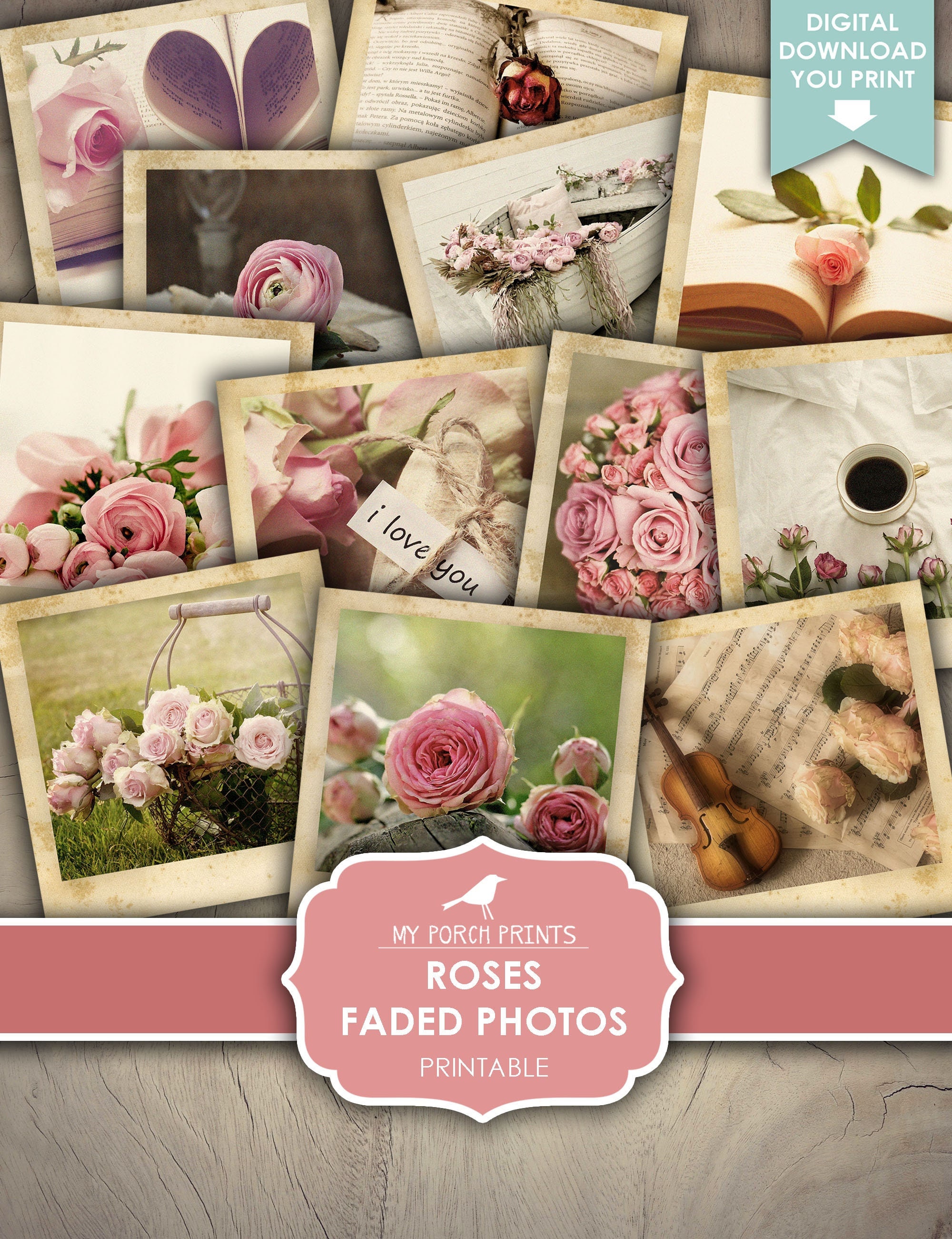 Photos, Faded, Roses, Junk Journal, Photographs, Pictures, Rose, Pink ...