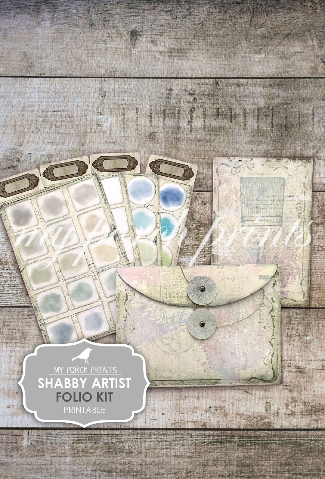 Junk Journal Kit, Shabby Artist, Folio, Ephemera, My Porch Prints, Book ...