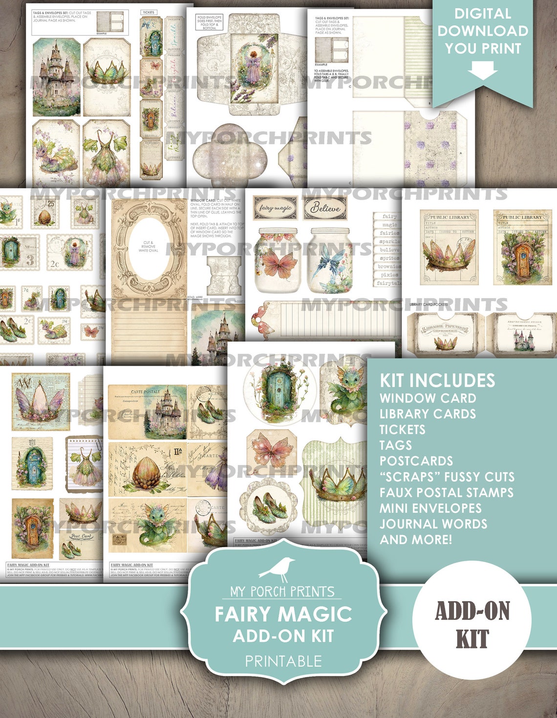 Junk Journal, Fairy Magic, Add on Kit, Fairies, Woodland, Castles ...