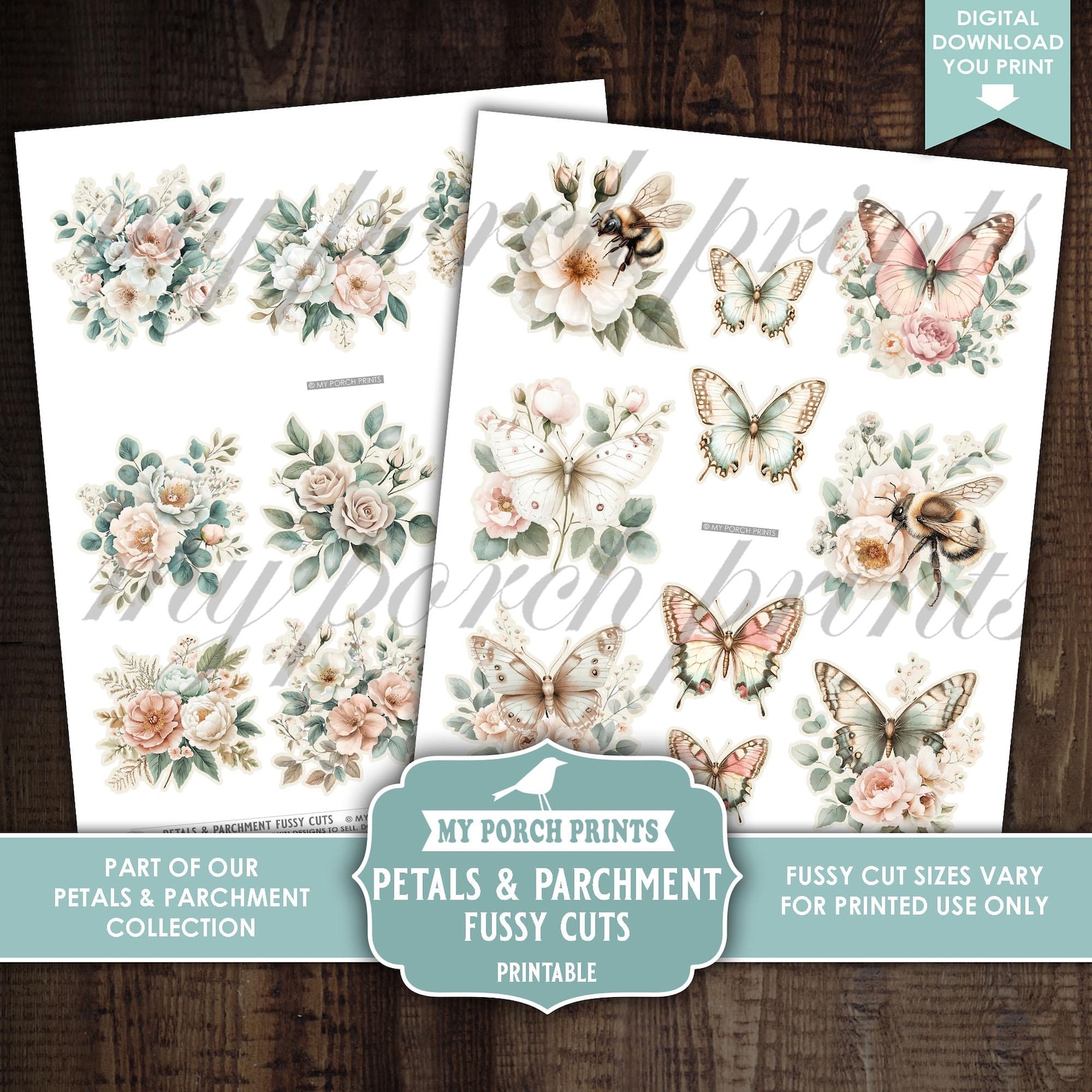 Petals and Parchment Junk Journal FUSSY CUTS, Kit, Vintage, Spring ...