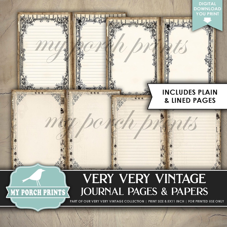 Very Very Vintage Junk Journal PAGES & PAPERS, Black Ivory Steampunk ...