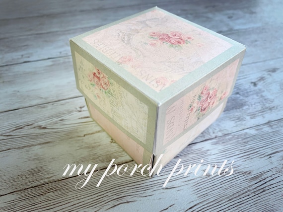 Shabby Pink Exploding Ephemera Box Explosion Valentine's Day Gift Idea Mini Junk Journal Book Kit My Porch Prints Printable Digital Download