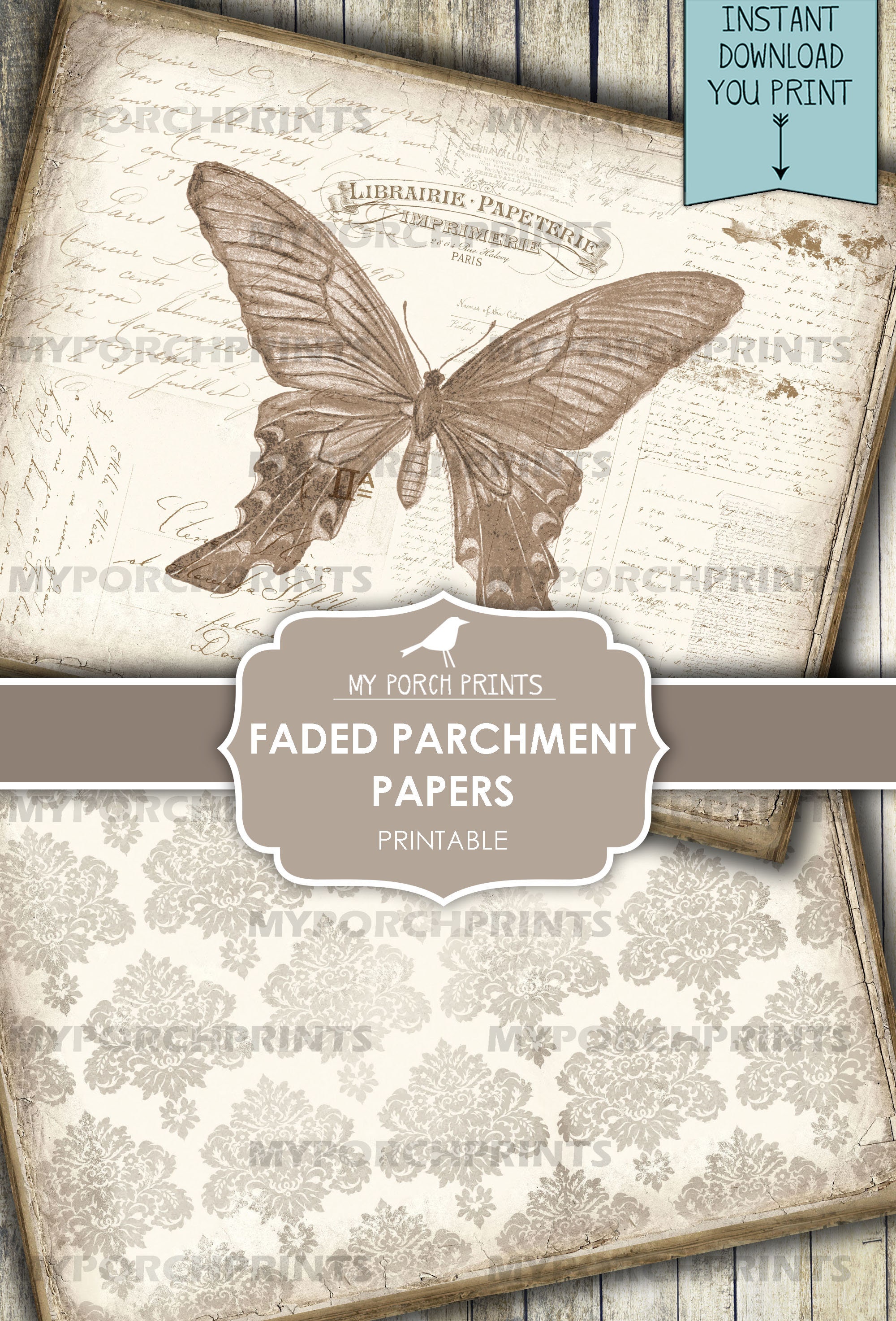 Junk Journal, Papers, Faded Parchment, Collage Sheets, Printable Paper ...