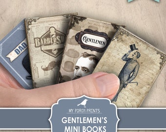 Mini Books Gentlemen, Junk Journal, Man, Masculine, Father's Day, Steampunk, Sherlock Holmes, Printable, My Porch Prints, Digital Download