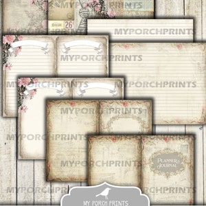 Planner Junk Journal Kit, Calendar, Bullet Journal, Shabby, My Porch Prints, Junk Journal, Printable, Paper, Ephemera, Digital, Download image 5
