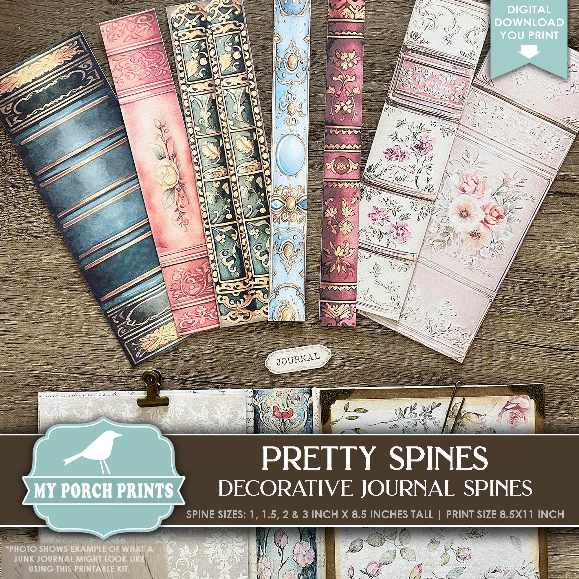 ジャンクジャーナルにぴったりの可愛い背表紙、ブック、背表紙、表紙