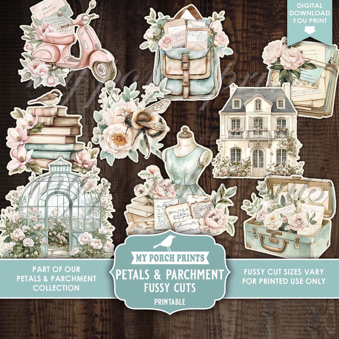 Petals and Parchment Junk Journal FUSSY CUTS, Kit, Vintage, Spring ...