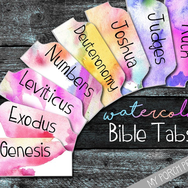 Bible Tabs, Bible tabs printable, bible tabs download, bible tabs watercolor, bible journal tabs, bible journaling printable, printable tabs