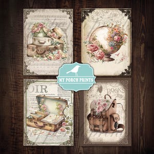 Shabby Travel Mini Books, Junk Journal, Vacation, Miniature, Book, Road Trip, Holiday, Suitcase, My Porch Prints Printable Digital Download image 3