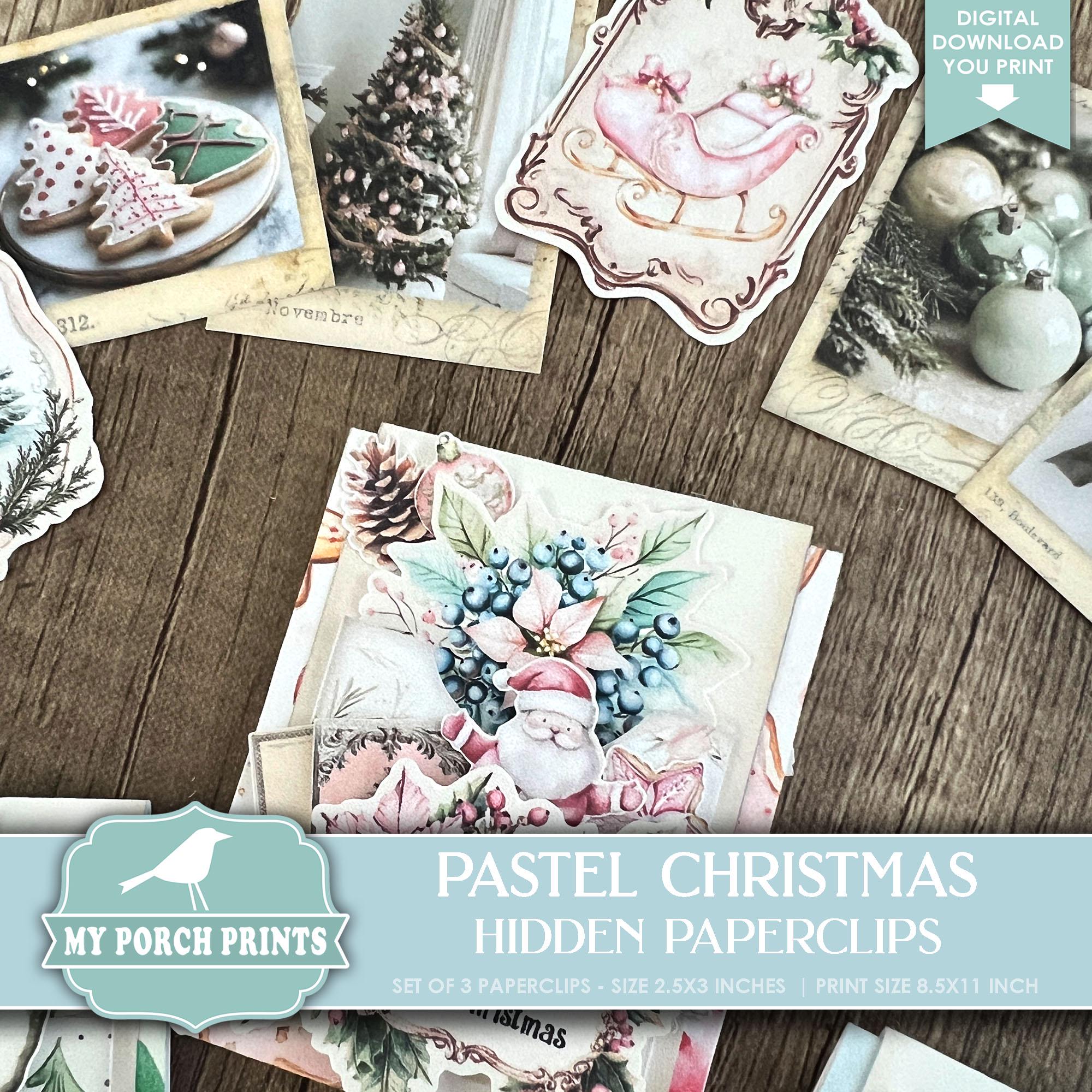 Pastel Christmas Hidden Paperclips, Set of 3, Junk Journal, Paper Clips ...