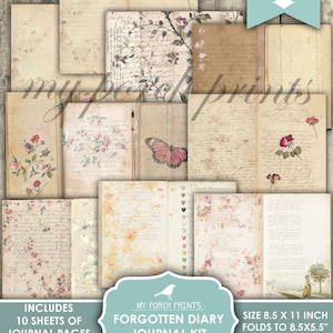Junk Journal, Kit, Forgotten, Diary, Victorian, Woman, Shabby, Jane Austen, Ephemera, My Porch Prints, Attic, Digital Download, Printable image 4