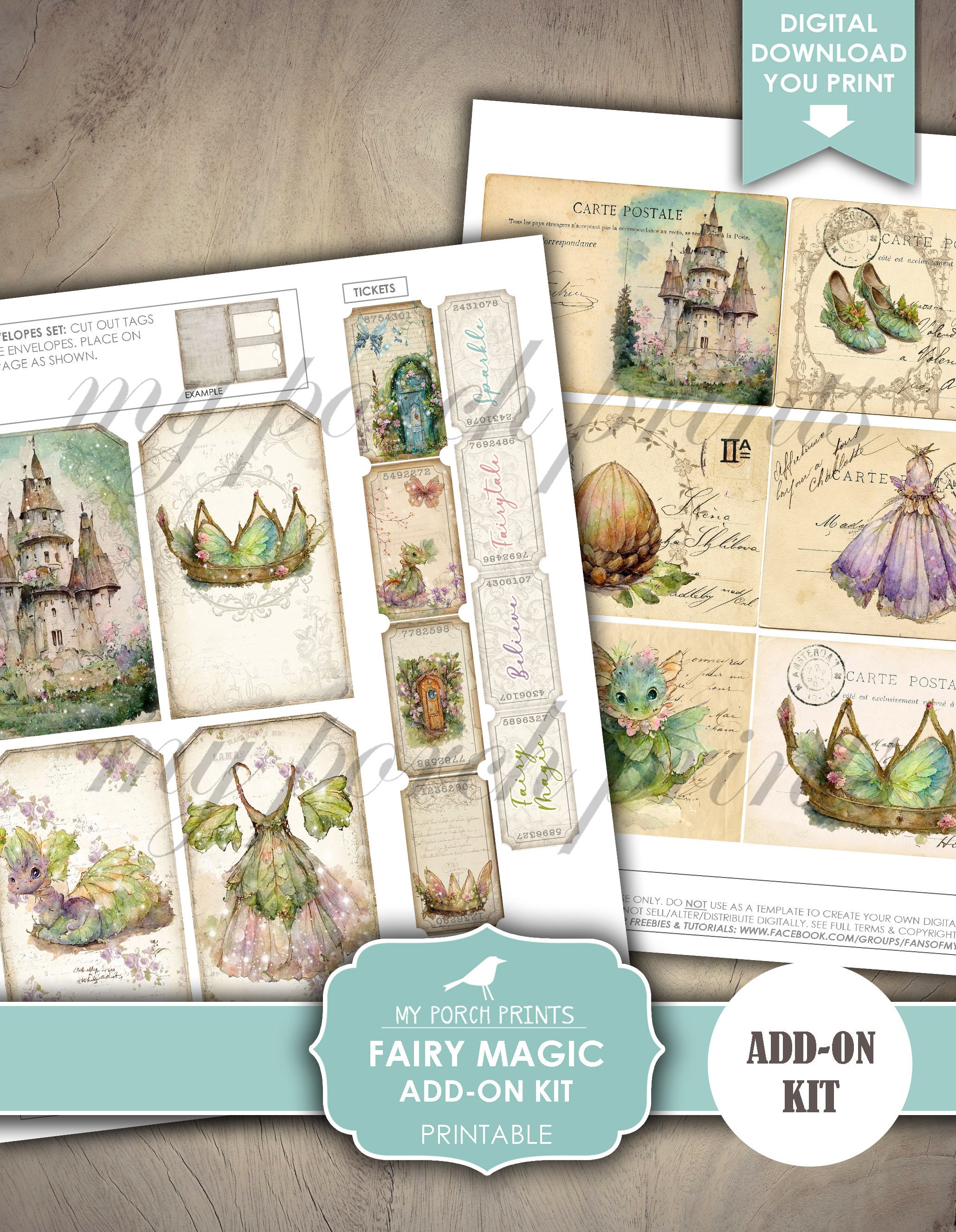 Junk Journal, Fairy Magic, Add on Kit, Fairies, Woodland, Castles ...