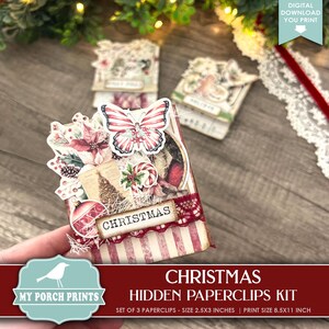 Christmas Hidden Paperclips Kit, Set of 3, Junk Journal, Paper Clip ...