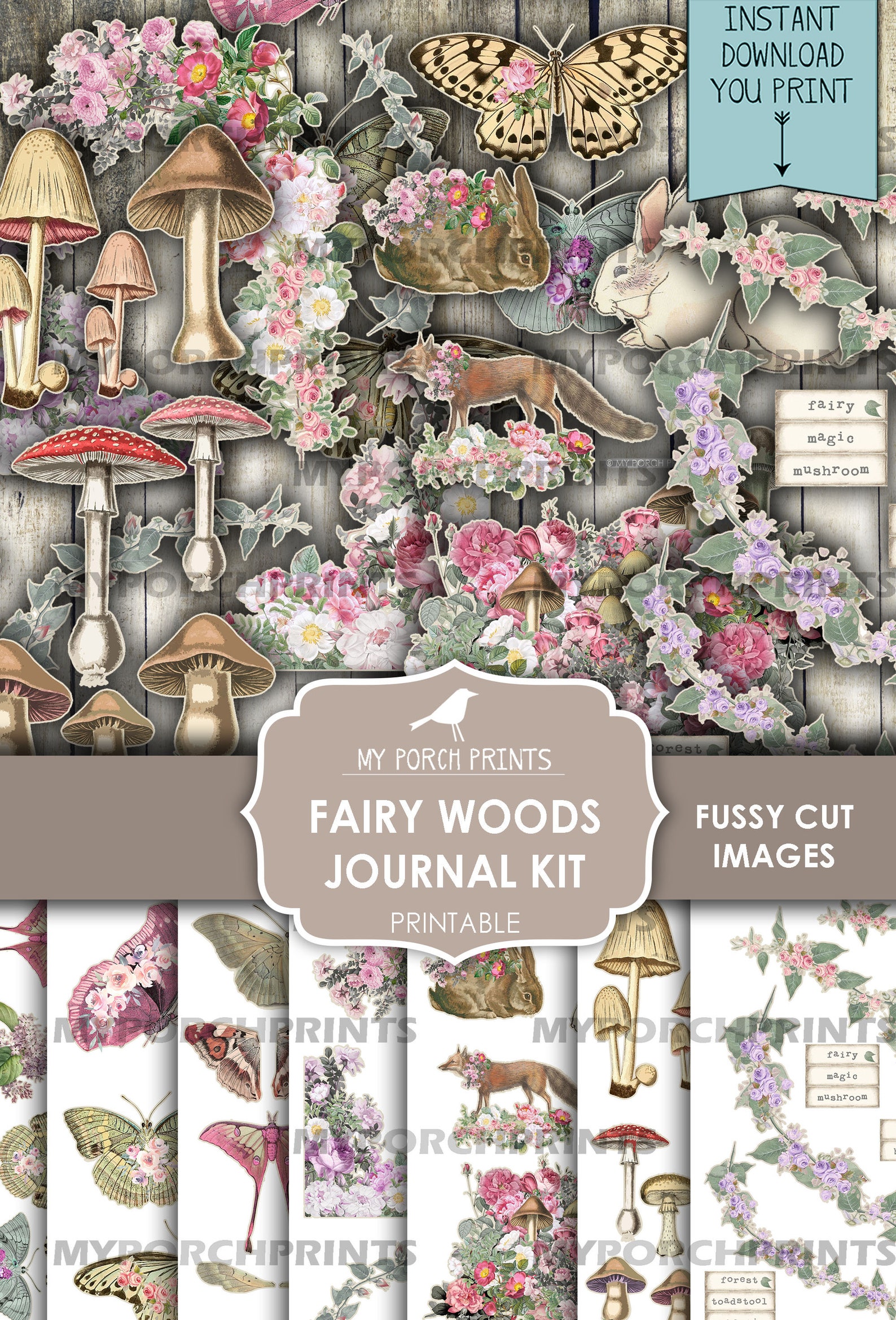 Junk Journal Kit, Fairy, Woods, Fairytale, Fairies, Pink, My Porch ...