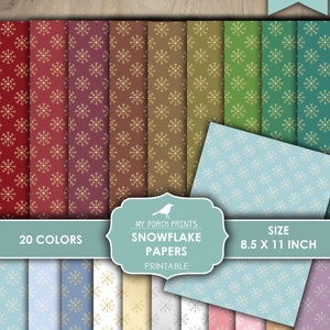 Junk Journal, Christmas, Snowflake, Papers, December, Daily, Winter, Red, Green, Blue, Pink, My Porch Prints, Printable, Digital Download