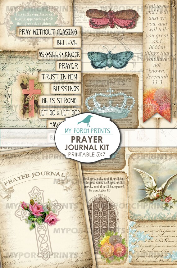 Prayer Faith Junk Journal Kit, 5x7, Christian, Book, Vintage 