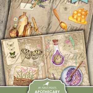 Junk Journal Kit, Apotekare, Natur, Örter, Läkning, Cottagecore, Vetenskap, Steampunk, Shabby, Min veranda-tryck, Digital nedladdning, Utskrivbar bild 2